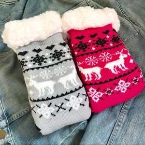 Fuzzy his and hers slipper socks